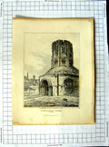 Old Print Ref.359 1811 St. Sepulchres Church Cambridge Woolnoth Mackenzie