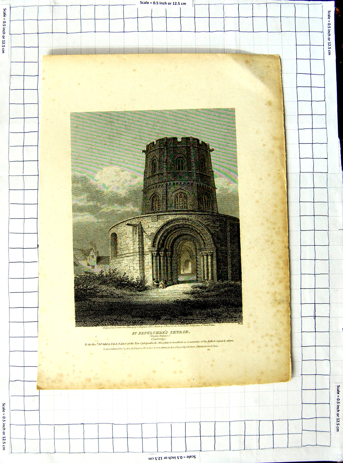 Original Old Antique Print 1805 St. Stephen'S Church Cambridge Storer Shepherd