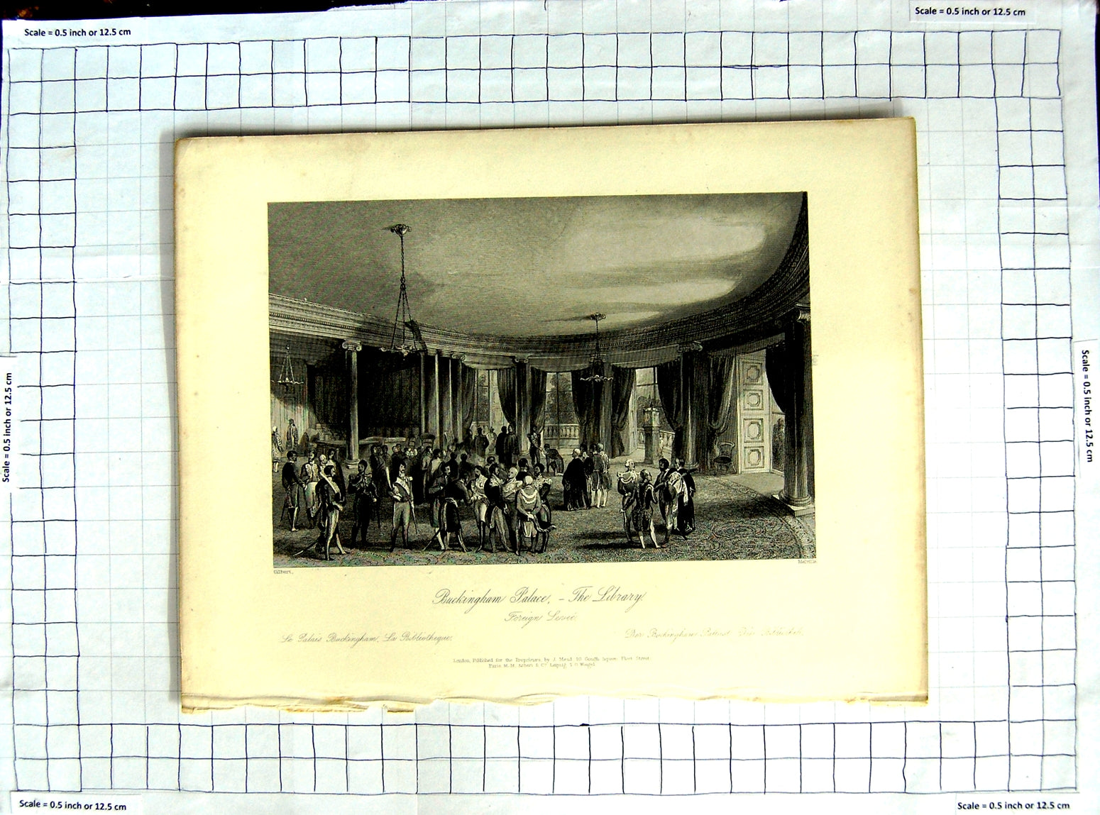 Old Antique Print Library Buckingham Palace Levee Gilbert Melville London