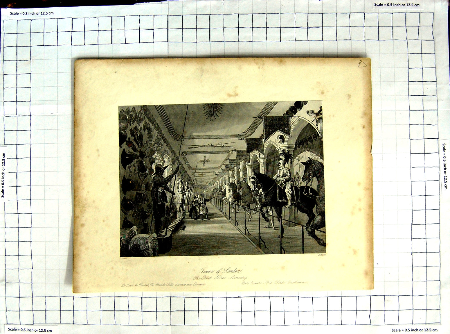 Old Antique Print *3523 Great Horse Armoury Tower London Gilbert Melville