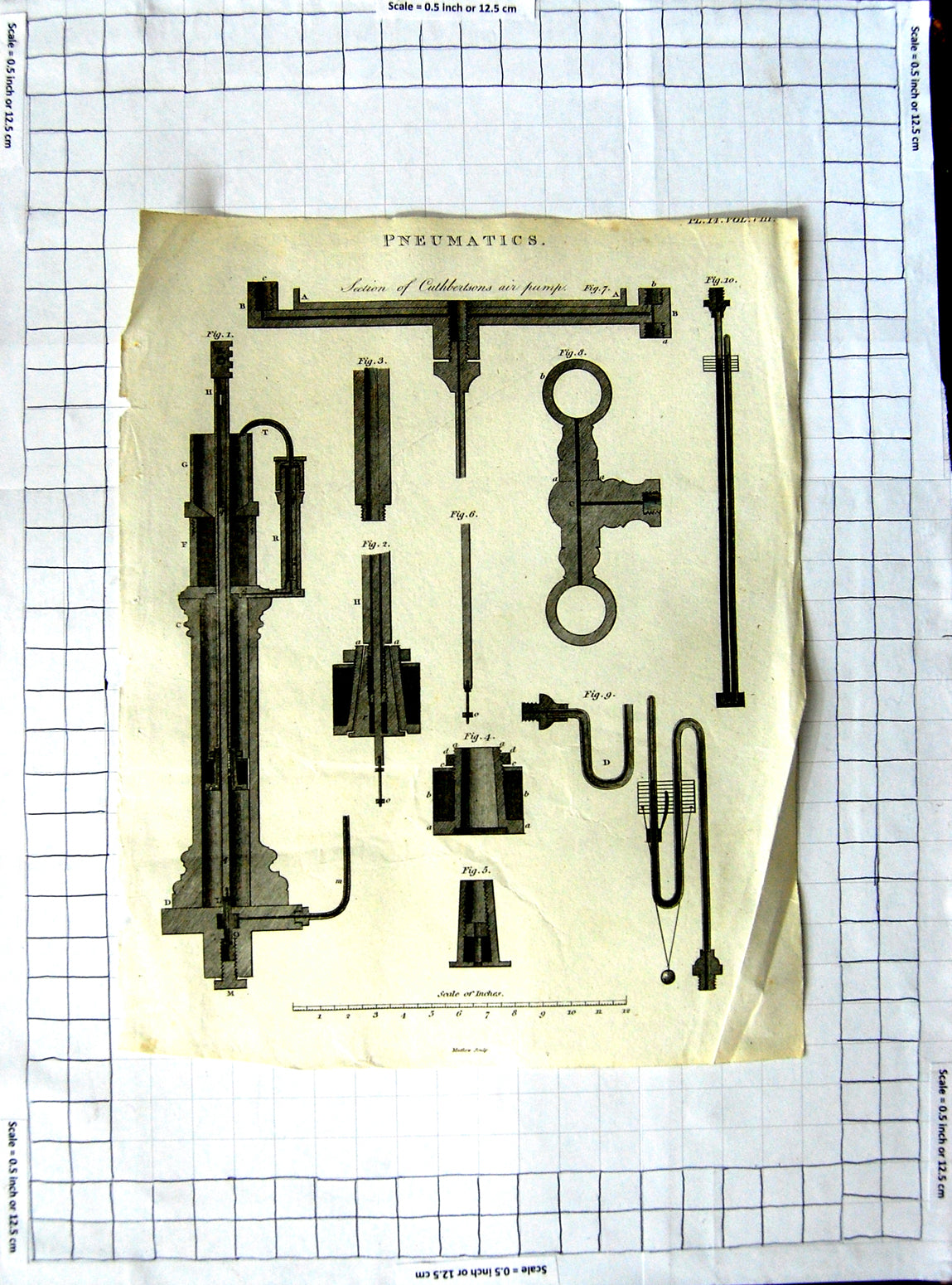 Original Old Antique Print Pneumatics Section Cuthbertson Air Pumps Machinery