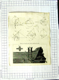 Original Old Antique Print Porism Machine Draining Ponds Without Disturbing Mud