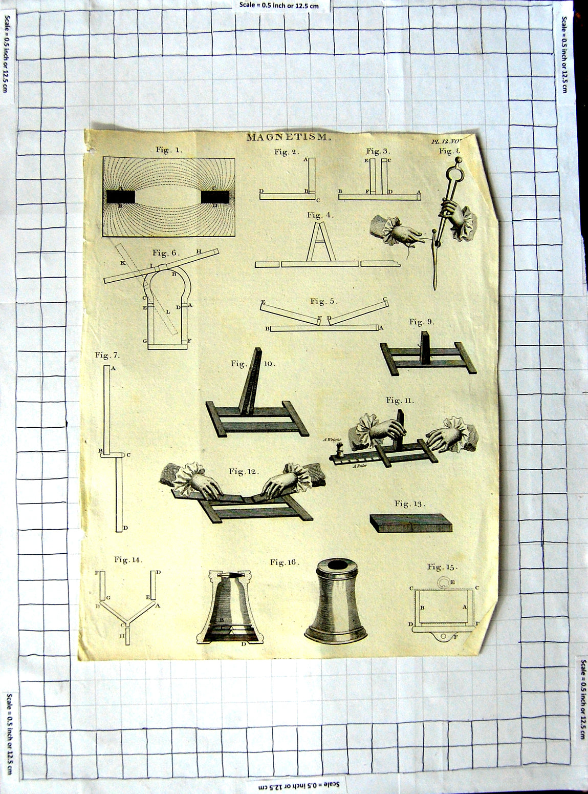Original Old Antique Print Magnetism Instruments Drawings Diagrams C1790-C1900