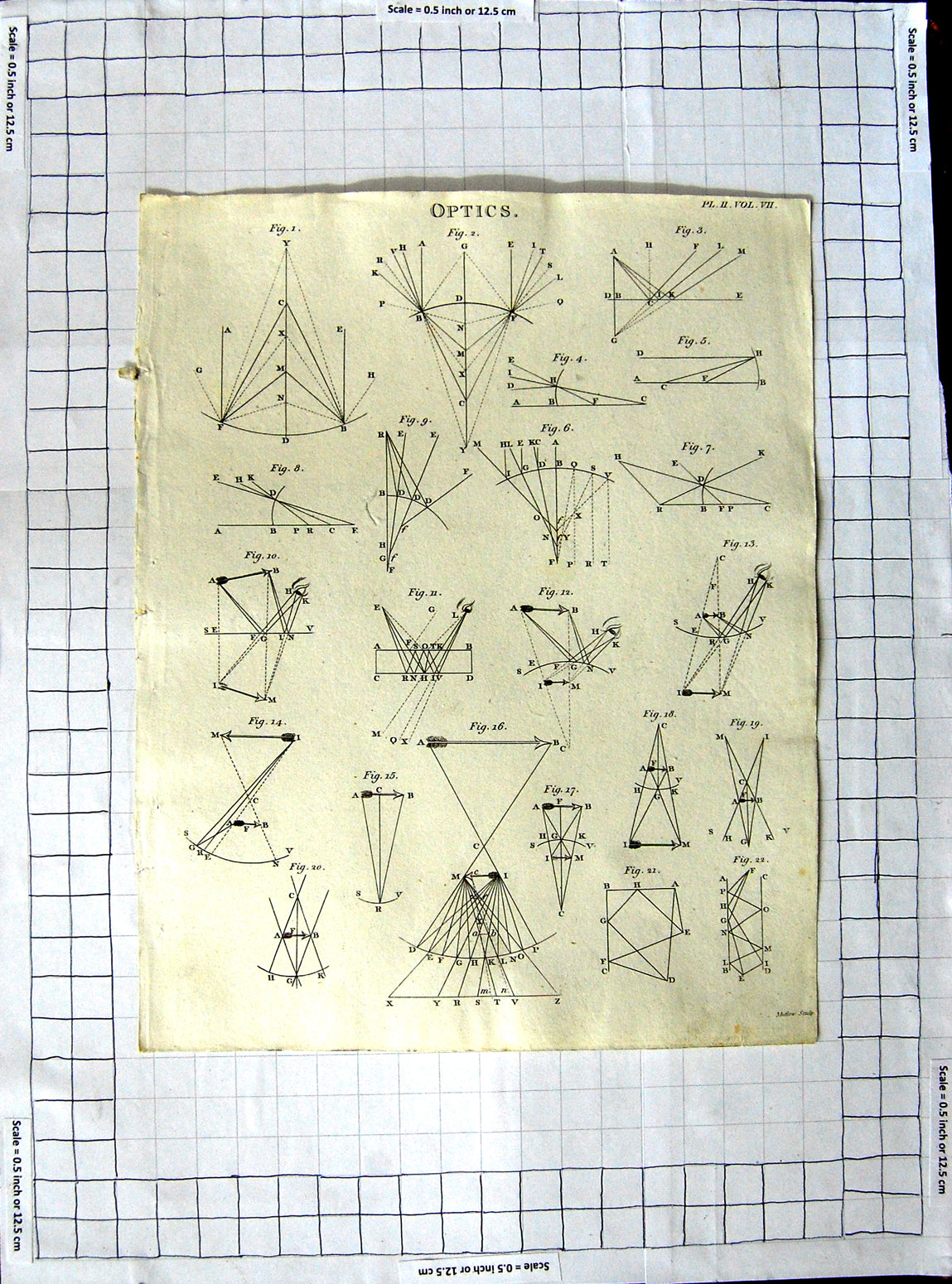 Original Old Antique Print Optics Diagrams Angles Geometry Figures Victorian