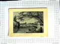 Original Old Antique Print View Bridge River Ouse Bedford England Victorian
