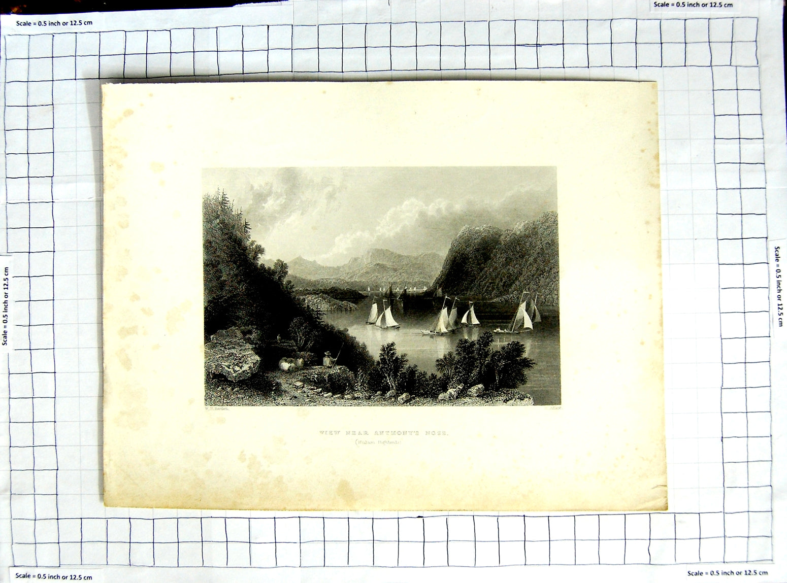 Old Antique Print Bartlett Adlard View Near Anthomy Nose Hudson Scotland