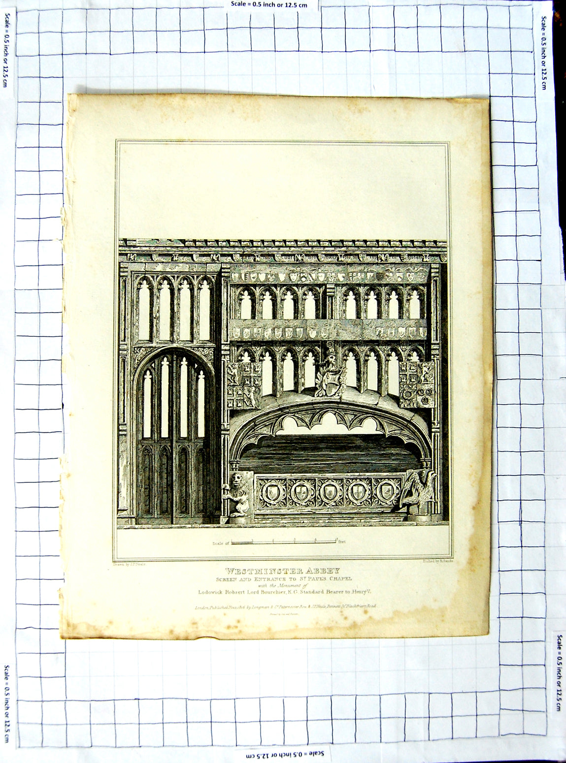 Original Old Antique Print 1816 Neale Sands Westminster Abbey St. Paul'S Chapel