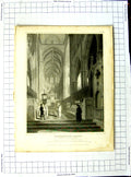 Old Antique Print 1821 Neale Keux Westminster Abbey Ceremony Dean Choir 19th