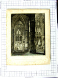 Old Antique Print 1817 Neale Sands Westminster Abbey Poets Corner Church 19th