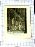 Original Old Antique Print 1819 Neale Matthews Westminster Abbey Poets Corner