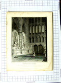 Original Old Antique Print 1819 Neale Smith Westminster Abbey Monument Manners