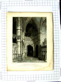 Old Antique Print 1816 Neale Smith Westminster Abbey Screeen Henry Chapel 19th