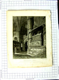 Original Old Antique Print Neale Keux Westminster Abbey Henry Monument 1817