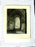 Original Old Antique Print Neale Byrne Westminster Abbey Nave Cloisters Church