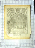 Original Old Antique Print Interior Abbot Islip Chapel Westminster Abbey Church