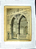 Original Old Antique Print Interior Wenlock Chapel Chancel Luton Church
