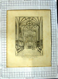 Original Old Antique Print 1812 Beauchamp Chapel Warwick Keux Wild Architecture
