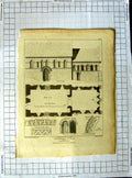 Original Old Antique Print 1812 Brafreston Church Kent Gandy Keux Architecture