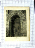 Original Old Antique Print 1812 Barfreston Church Kent Door-Way Gandy Le Keux