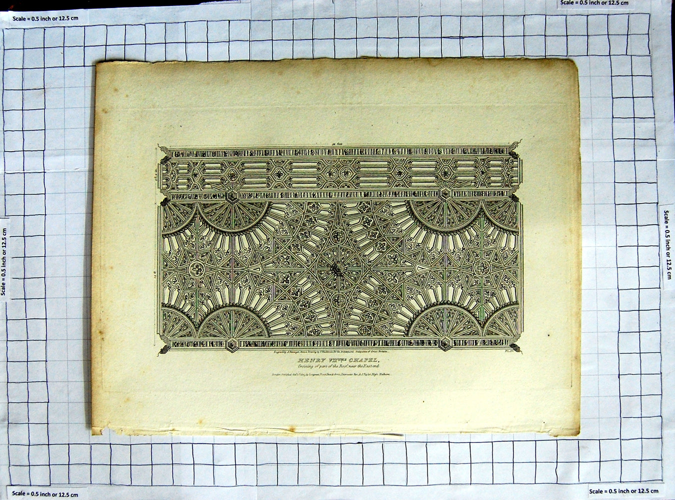 Original Old Antique Print 1807 Henry Vii Chapel Groining Robarenger Mackenzie