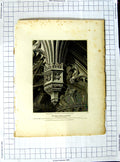 Original Old Antique Print 1807 Pendant RoHenry Vii Chapel Sparrow Mackenzie