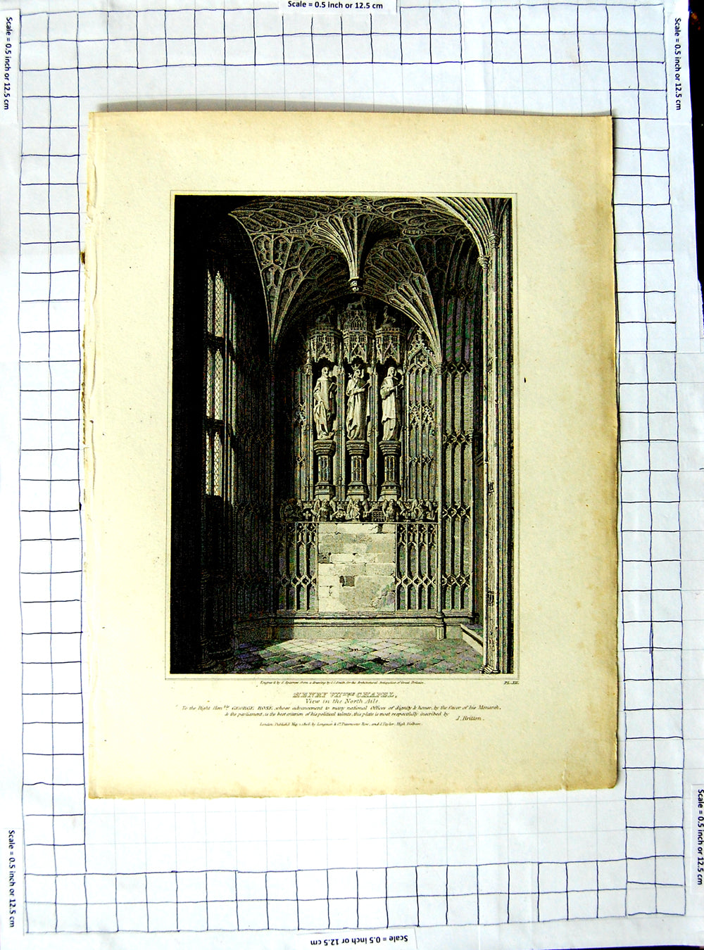 Original Old Antique Print 1808 Architecture Henry Vii Chapel Sparrow Smith