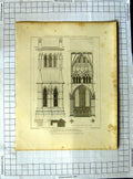Original Old Antique Print 1820 Lincoln Cathedral Nave Pugin Keux Architecture