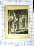 Original Old Antique Print 1805 Part Remains Abingdon Abbey Architecture 19th