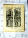 Original Old Antique Print 1822 Doorways Maplestead Church Nicholas Cattermole