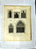 Original Old Antique Print 1821 Windows Canterbury Cathedral Church Cattermole