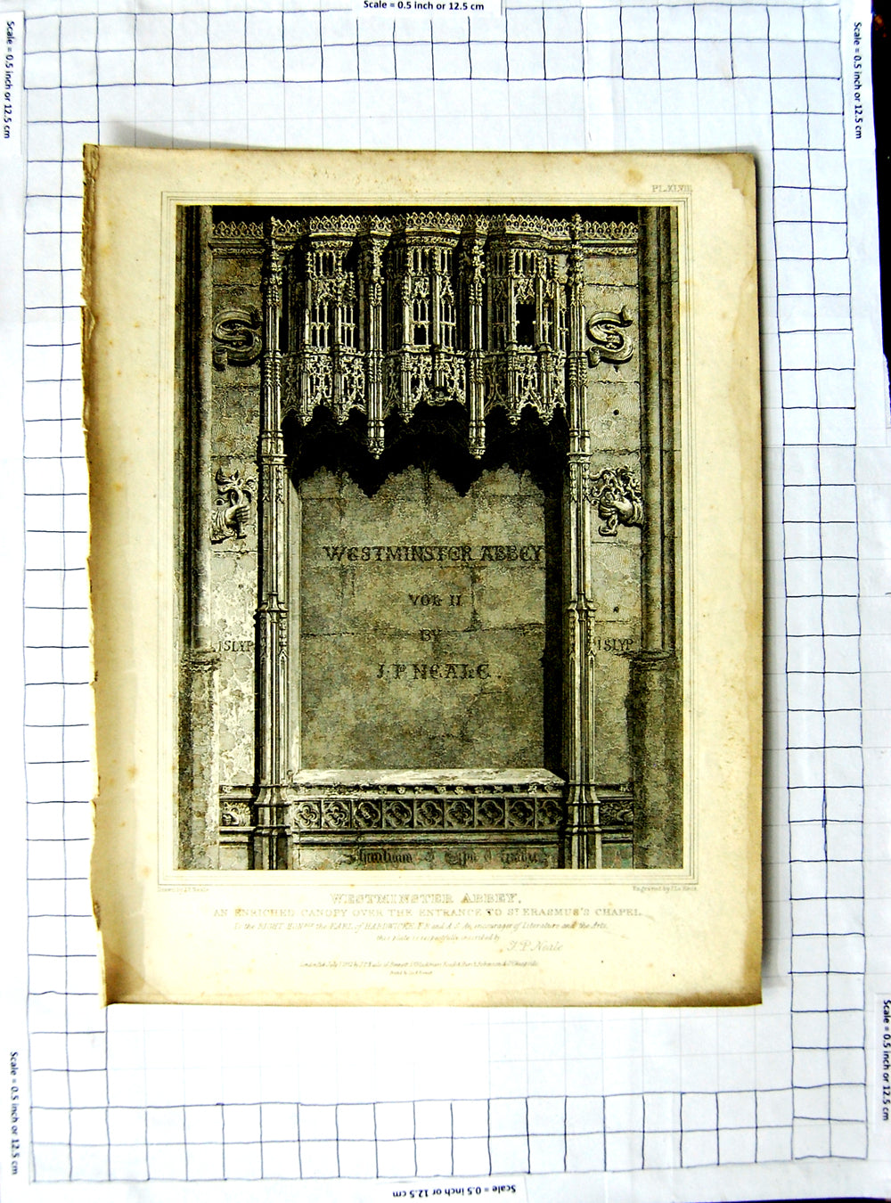 Original Old Antique Print 1821 Westminster Abbey Erasmus Chapel Neale Le Keux
