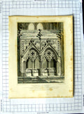 Original Old Antique Print 1827 Salisbury Cathedral Bishop Bridports Cattermole