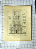 Original Old Antique Print 1819 Lincoln Cathedral Tower Pugin Keux Architecture