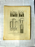 Old Antique Print 1819 Romsey Church Hampshire Transept Cattermole Keux 19th