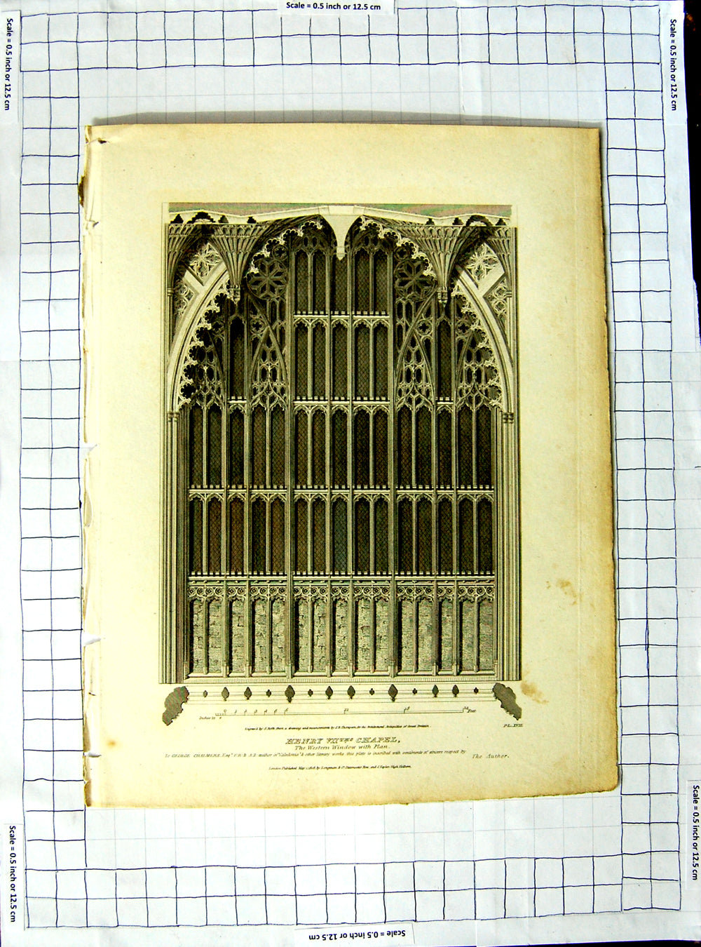 Original Old Antique Print 1808 Architecture Henry Chapel Window Roffe Thompson