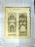 Original Old Antique Print Gothic Architecture Compartments Lincoln Cathedral