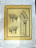 Original Old Antique Print Architecture Ornaments Padworth Church Davies