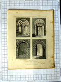 Original Old Antique Print 1819 Church Isle Wight Avebury Hanborough Mackenzie