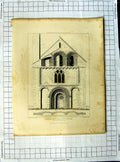 Original Old Antique Print Exterior Iffley Church Oxfordshire 1818 Porden Roffe