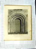 Original Old Antique Print 1818 Iffley Church Oxfordshire Sands Britton 19th