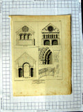 Antique Old Print Ref.371 1812 Barfreston Church Kent Gandy Keux Architecture