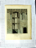 Original Old Antique Print 1814 Bay Window Crosby Hall London Keux Falmer 19th