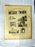 Original Old Antique Print 1819 Roman Architecture England Castle Pugin Keux