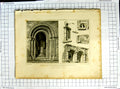 Original Old Antique Print 1818 Earls Barton Church Door Tower Mackenzie Keux