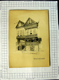 Original Old Antique Print Houses In Rows At Chester William Twopeny Drawing