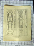 Old Antique Print Architecture Palais De Justice Rouen France Pugin Keux