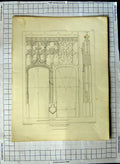 Original Old Antique Print Architecture Church Jaques Dieppe France Pugin Keux