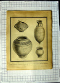 Original Old Antique Print Roman Urns Sandy Bedfordshire Amphora Wavendon Bucks