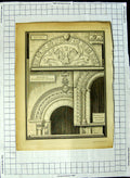 Original Old Antique Print Door Bucklebury Church Thatcham Charney Chapel