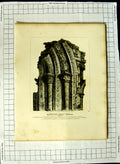 Original Old Antique Print 1806 Malmsbury Abbey Church Wiltshire Smith Nash